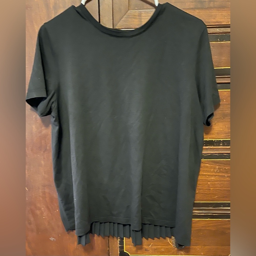Whistles Black Pleat Back T-Shirt Medium